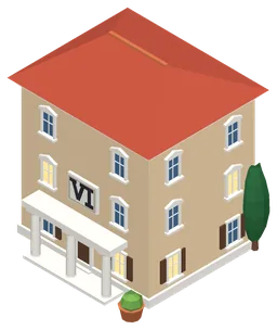 A level 6 home of the Classical Age, wearing its level placard