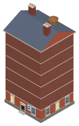 A level 9 home of the Industrial Age, wearing its level placard